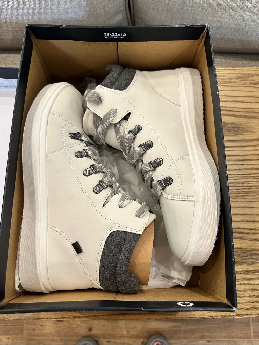 Dr. Scholl's White High-Top Sneakers with Gray Collar